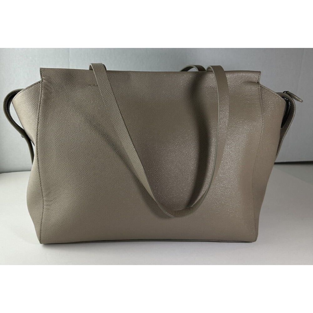 Rebecca Minkoff Gabby Leather Satchel Tote Large Shoulder Bag Beige Clean Lined - Picture 6 of 16